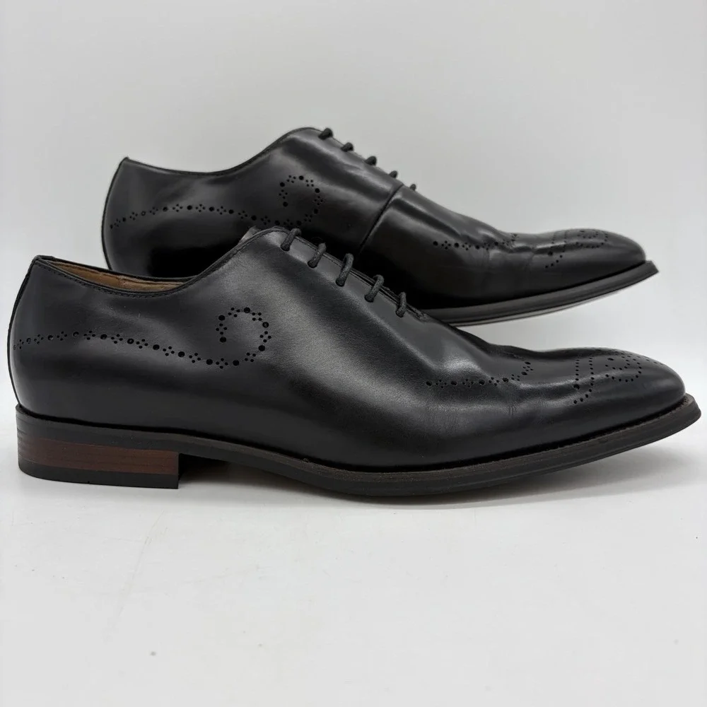 Vintage Foundry Co Mens 9.5 Oxford Wingtip Dress Shoes Black Leather Lace Up EUC